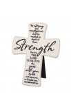 LCP11341 - Cross Desktop Cast Stone Scripture Strength - - 4 