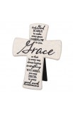LCP11348 - Cross Desktop Cast Stone Scripture Grace - - 4 