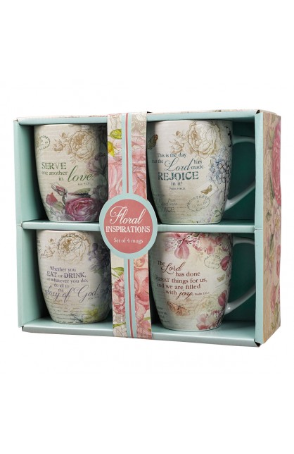 MUGS07 - Floral Inspirations Inspirational Mugs - 4 Set - - 1 