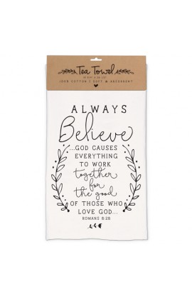 LCP51257 - Towel Tea Cotton Hand Drawn Doodles Always Believe - - 1 