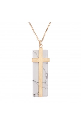 NKL008 - MARBLE CROSS NECKLACE - - 1 