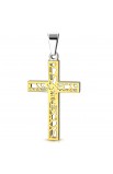 ST0299 - ST 2 tone Filigree Chastity Crucifix Latin Cross Pendant - - 2 