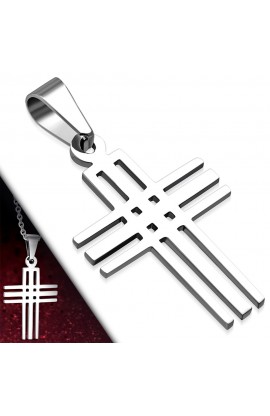 ST0300 - ST Cut out Geometric Latin Cross Charm Pendant - - 1 