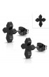 ST0332 - Black ST Cross Stud Earrings - - 1 