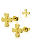ST0334 - Gold Plated ST Greek Cross Flower Stud Earrings - - 1 
