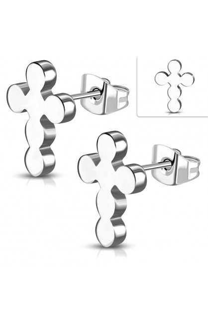 ST0339 - ST Flower Cross Stud Earrings - - 1 