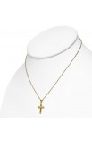 ST0374 - Gold Plated ST Cross Charm Chain Necklace & Pair of Earrings SET - - 2 