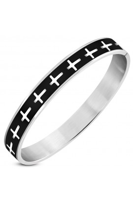 ST0386 - ST Latin Cross Hinged Bangle - - 1 