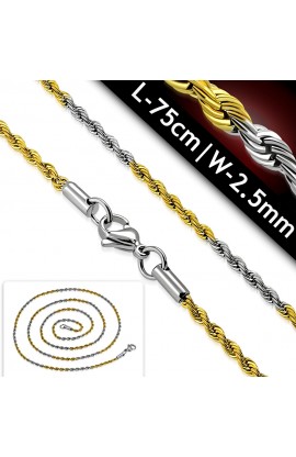 COM129 ST Lobster Claw Clasp Braided Rope Link Chain
