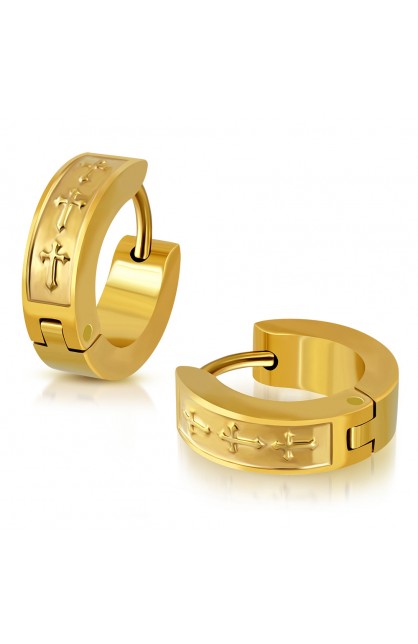 ST0448 - Gold Plated ST Cross Earrings - - 1 