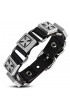 ST0454 - Genuine Leather Pattee Cross Square Stud Belt Buckle Bracelet - - 1 