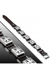 ST0454 - Genuine Leather Pattee Cross Square Stud Belt Buckle Bracelet - - 2 