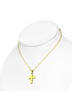 ST0497 - Gold Plated ST Flower Cross Charm Chain Necklace & Stud Earrings - - 2 
