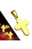 ST0498 - Gold Plated ST Cross Charm Pendant & Stud Earrings - - 1 