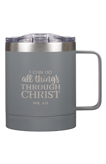 SMUG195 - Mug SSteel Camp Gray All Things Phil 4:13 - - 1 