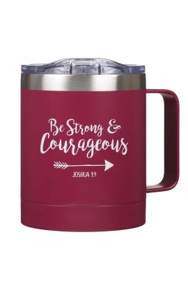 Stainless Steel Mug Camp Magenta Be Strong & Courageous Josh 1:9