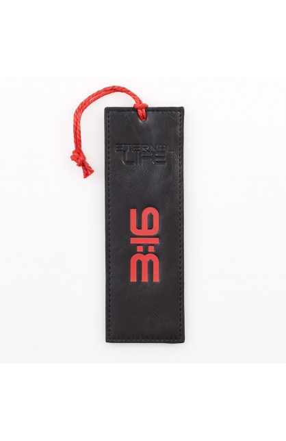 BMF063 - Black Eternal Life Faux Leather Pagemarker Bookmark John 3:16 - - 1 