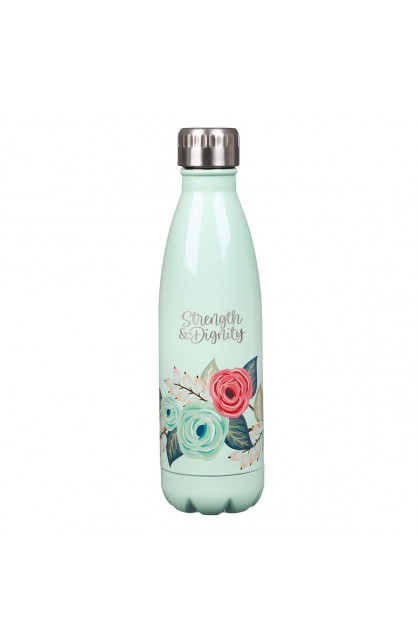 FLS048 - Water Bottle Stainless Steel Teal Strength & Dignity - - 1 