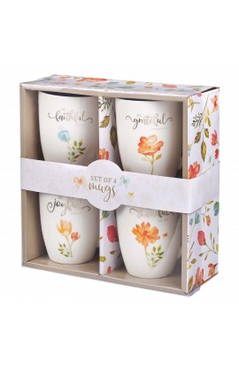 MUGS20 - Mug Set Stoneware 4 pc Grateful Floral - - 1 