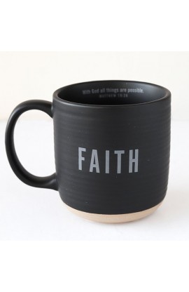 LCP18697 - Ceramic Mug Textured Black Faith - - 1 