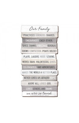 Plaque Wall Desktop MDF Stacked Wood Our Family 8.5" x 16.5" 