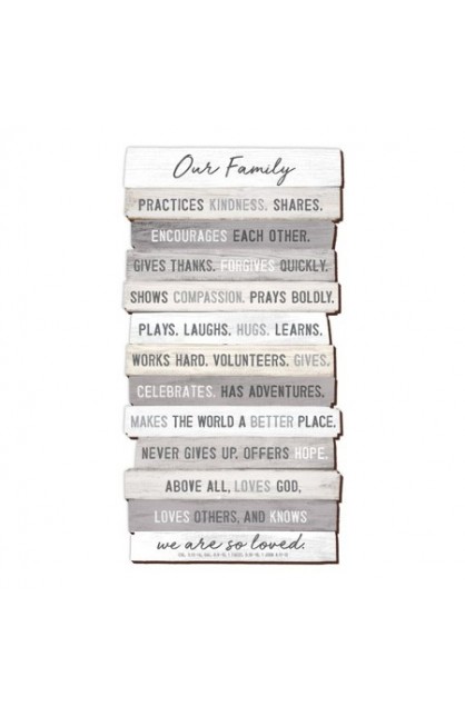 LCP45036 - Plaque Wall Desktop MDF Stacked Wood Our Family 8.5" x 16.5" - - 1 