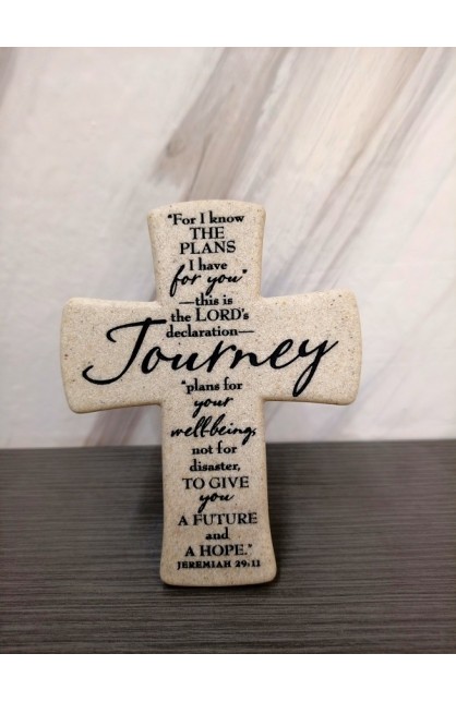 LCP11347 - Cross Desktop Cast Stone Scripture Journey - - 1 