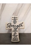 LCP11341 - Cross Desktop Cast Stone Scripture Strength - - 1 