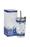 SMUG190 - Mug SS Travel White Navy Floral Be Still Ps 46:10 - - 3 