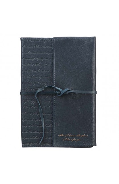 JL500 - Journal Classic Full-grain Leather w/Wrap Navy The Plans Jer. 29:11 - - 1 