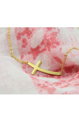 CURVE CROSS BRACELET GOLD PLATED