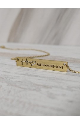 FAITH HOPE LOVE BAR NECKLACE (GOLD)