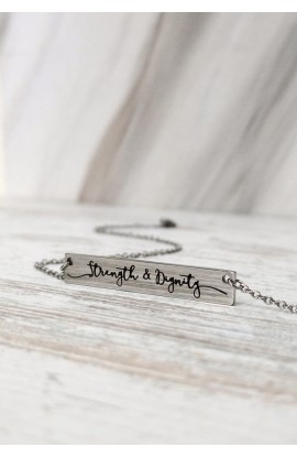 STRENGTH & DIGNITY BAR NECKLACE