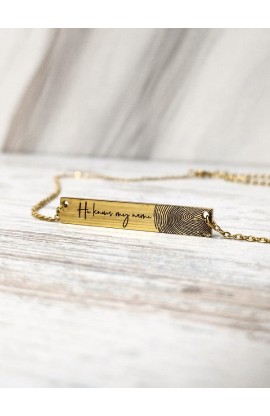 SC0170 - HE KNOWS MY NAME BAR NECKLACE GOLD PLATED - - 1 