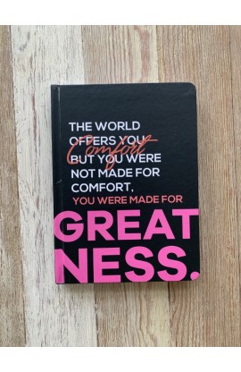 GREATNESS BLACK AND PINK NOTEBOOK