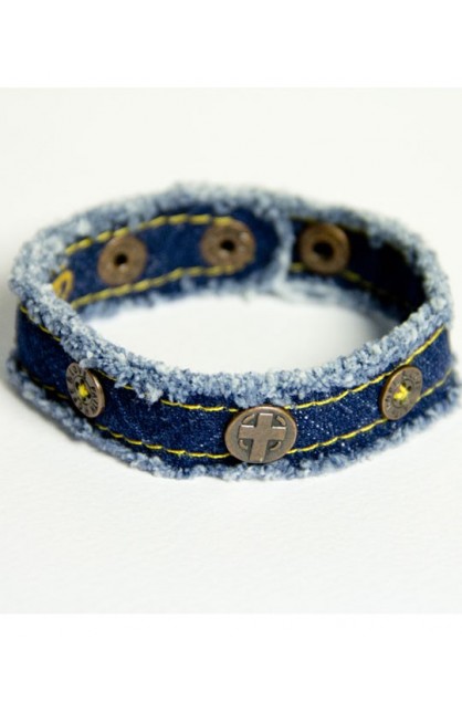 CHCB106 - DENIM CROSS CHERISHED CANVAS BRACELET - - 1 