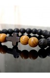 SC0223 - BROWN BEAD CROSS BRACELET - - 3 