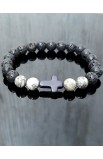 SC0221 - GREY BEAD CROSS BRACELET - - 1 