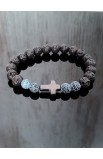 SC0219 - DARK BLUE BEAD CROSS BRACELET - - 1 