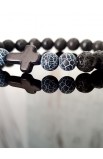 SC0219 - DARK BLUE BEAD CROSS BRACELET - - 3 