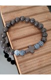 SC0219 - DARK BLUE BEAD CROSS BRACELET - - 4 