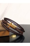 GOLD PLATED CROSS BROWN LEATHER BRACELET