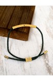 SC0201 - JESUS BRAIDED ROPE GREEN BRACELET GOLD PLATED - - 3 