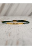 SC0201 - JESUS BRAIDED ROPE GREEN BRACELET GOLD PLATED - - 4 