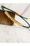 SC0201 - JESUS BRAIDED ROPE GREEN BRACELET GOLD PLATED - - 5 