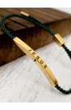 SC0201 - JESUS BRAIDED ROPE GREEN BRACELET GOLD PLATED - - 2 