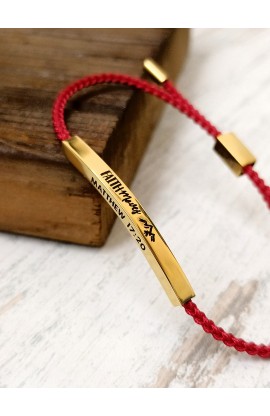 FAITH MOVES BRAIDED ROPE RED BRACELET GOLD