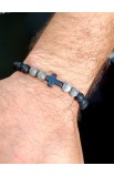 SC0221 - GREY BEAD CROSS BRACELET - - 2 