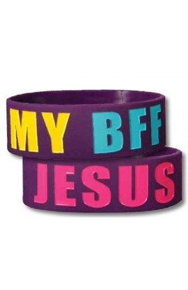 WSBJ102 - JESUS IS MY BFF WIDE SILICONE BRACELET - - 1 