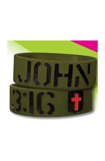 WSBJ105 - JOHN 3:16 WIDE SILICONE BRACELET - - 1 